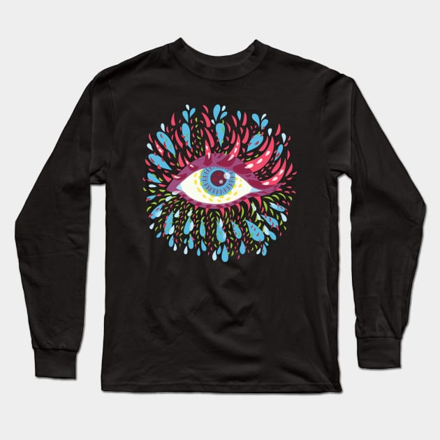 Weird Psychedelic Eye Long Sleeve T-Shirt by Boriana Giormova